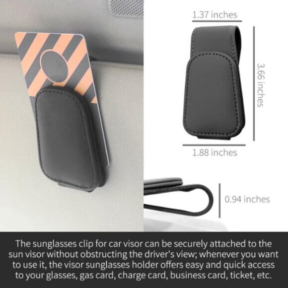 Sunglass Holder for Car Visor Magnetic Leather Sunglasses Visor Clip - Picture 7 of 8